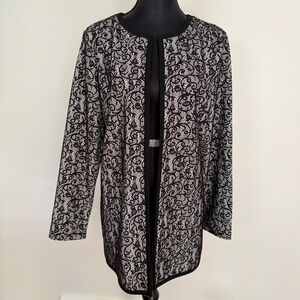 Preston & York Black and White Lace Accent Long Jacket